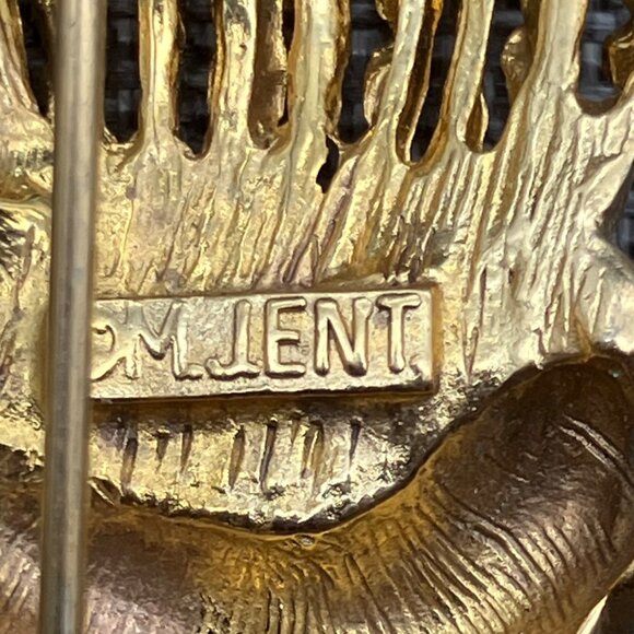 M Jent Brooch Pin 2.5 In Gold Abstract Wheat Knot Spray Swirl Vintage Retro - Picture 4 of 9